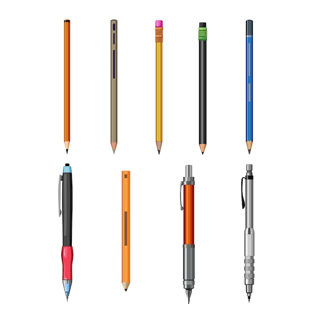 Pencil set cartoon vector illustration