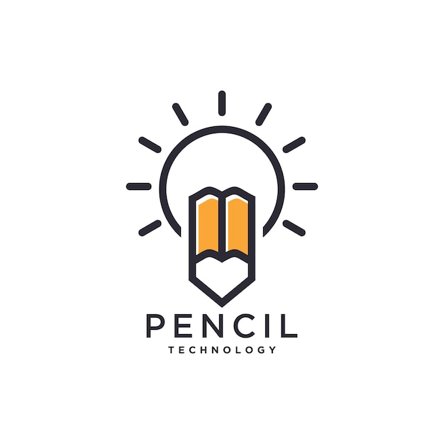 Pencil tech logo design with modern creative concept idea