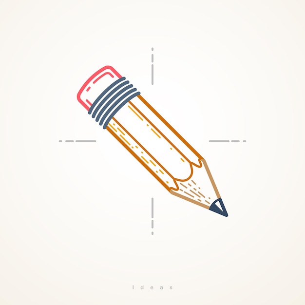 Pencil vector simple trendy logo or icon for designer or studio, creative design, education, science knowledge and research, linear style.