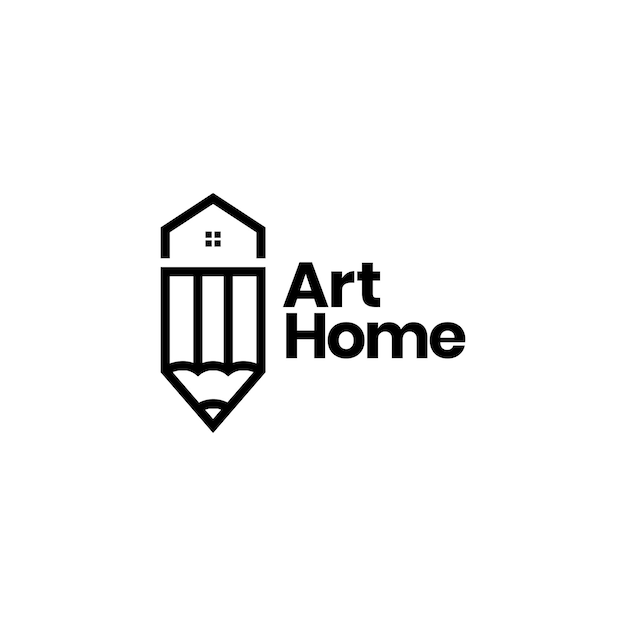 Pencil with home logo design