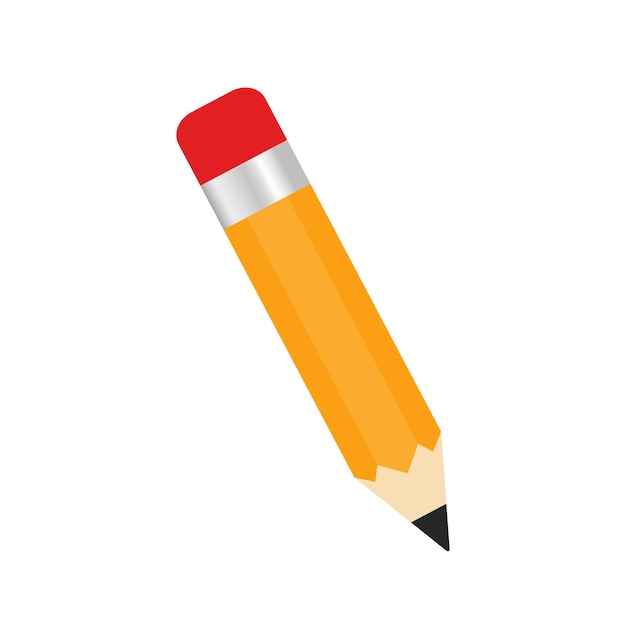 Pencil with red rubber. Education element.