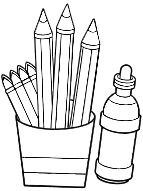 Vector pencils and crayons coloring pages creative fun for kids and adults