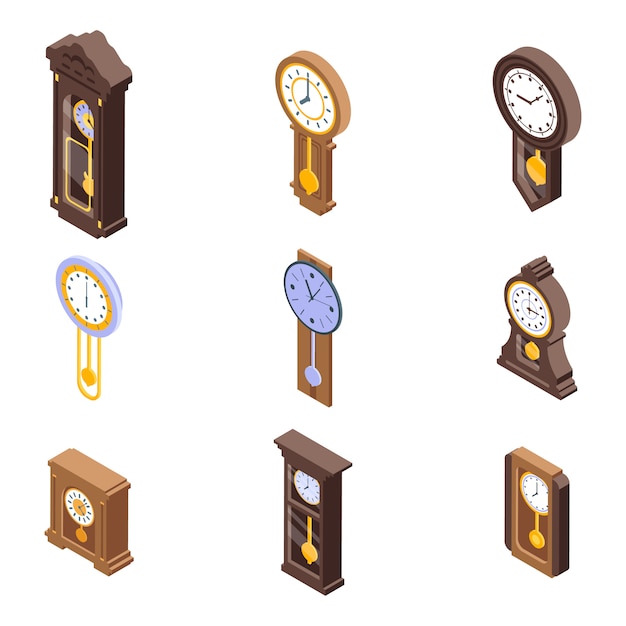 Pendulum clock icons set