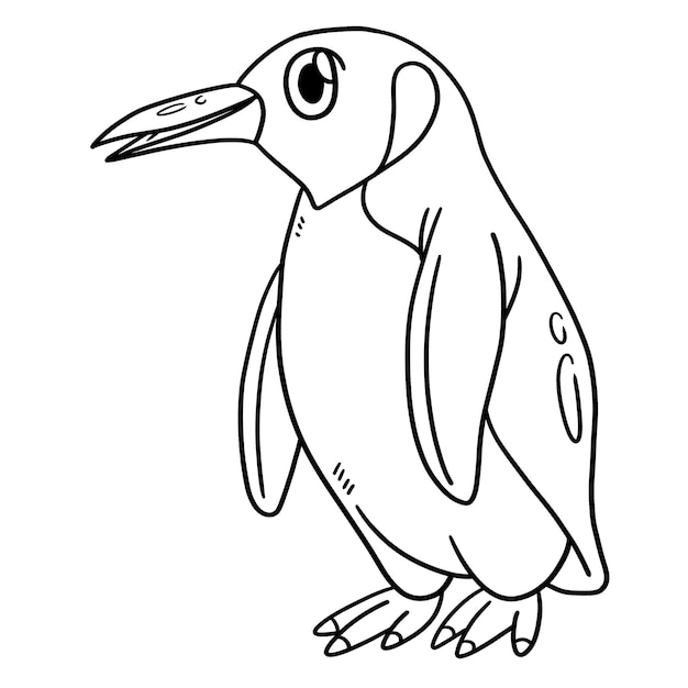 Penguin Animal Isolated Coloring Page for Kids