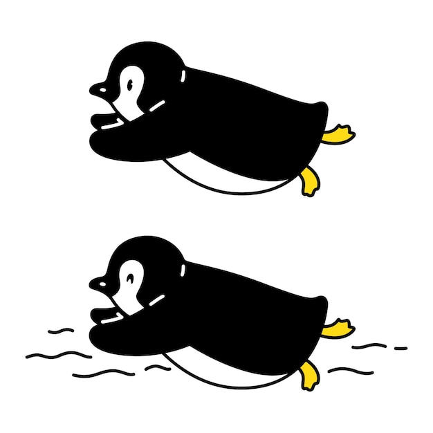 penguin character cartoon swimming pool