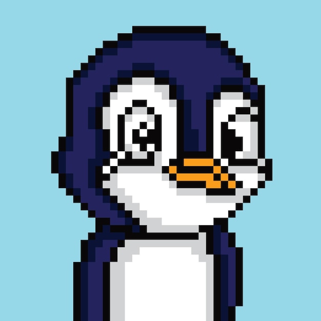 penguin character with pixel art