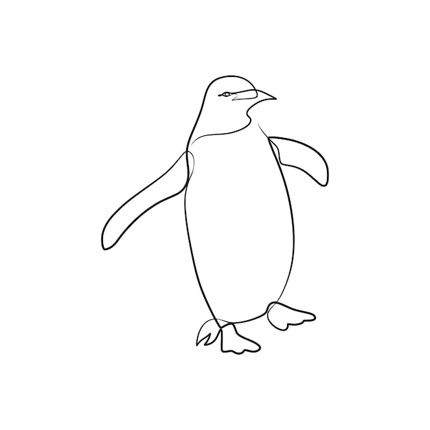 Penguin continuous one line art drawing