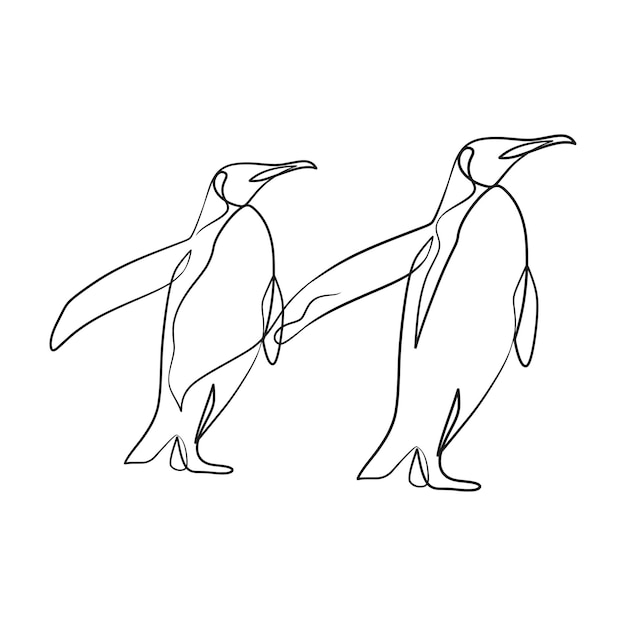 Penguin continuous one line art drawing