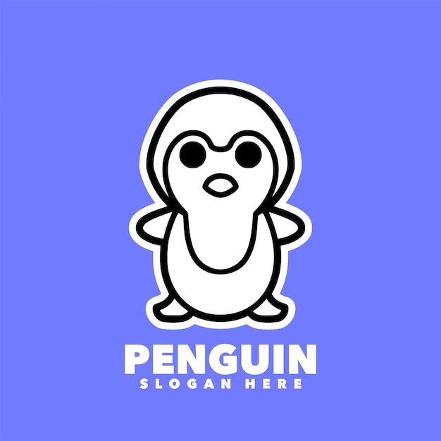 Penguin flat design simple logo