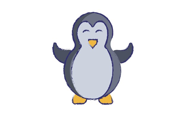 Penguin hand drawn vector illustration