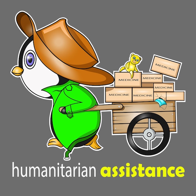 A penguin is sending a humanitarian