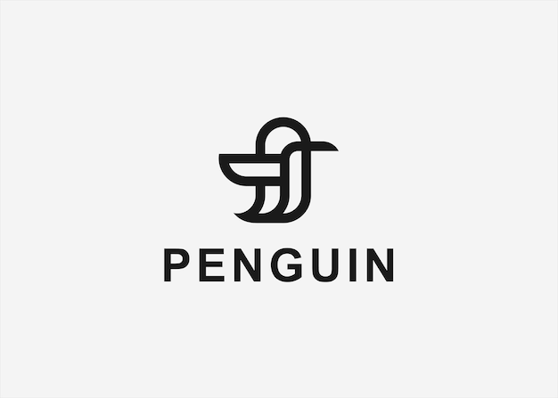 penguin logo design vector silhouette illustration