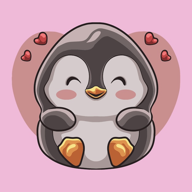 Penguin Love mascot great illustration for your branding business