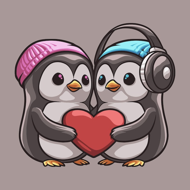 Vector penguin love mascot great illustration for your branding business