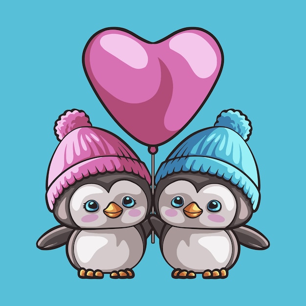 Vector penguin love mascot great illustration for your branding business