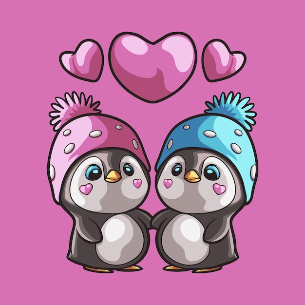 Vector penguin love mascot great illustration for your branding business