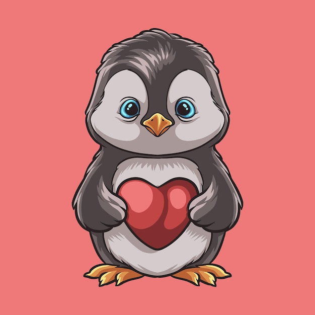 Penguin Love mascot great illustration for your branding business