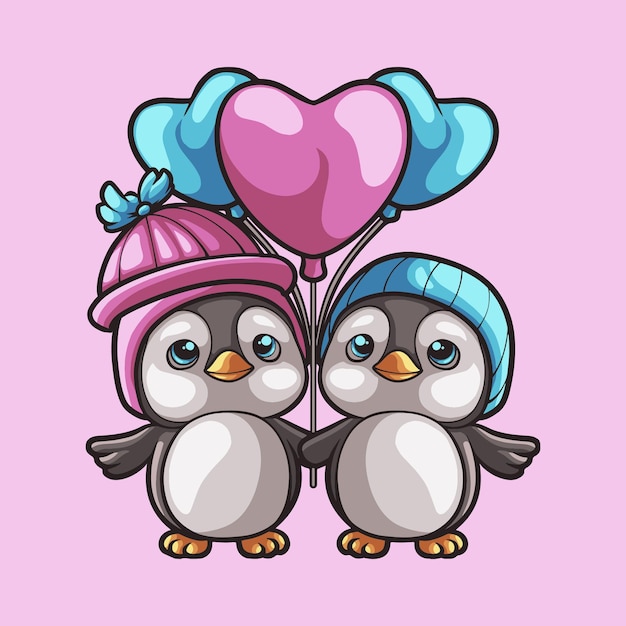 Vector penguin love mascot great illustration for your branding business