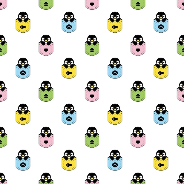 penguin seamless pattern pocket cartoon