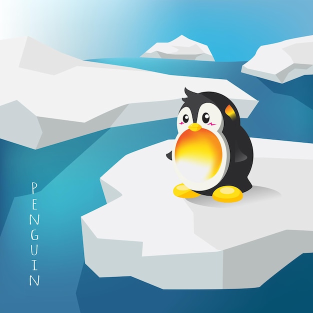 Penguin in the Snow Ice