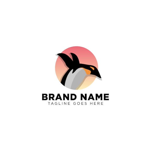 penguin in sunset logo template