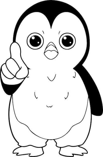 Penguin vector illustration Black and white coloring book or page for children