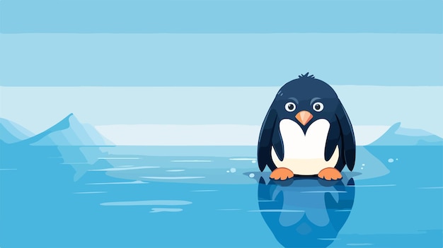 a penguin with a blue background and the words penguin on the left