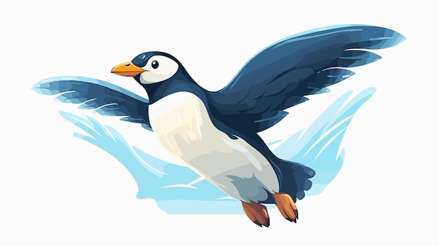 a penguin with a blue and white body is shown in a drawing