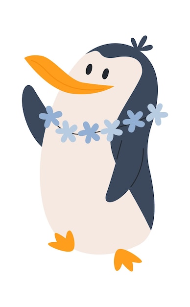 Penguin With Flower Wreath