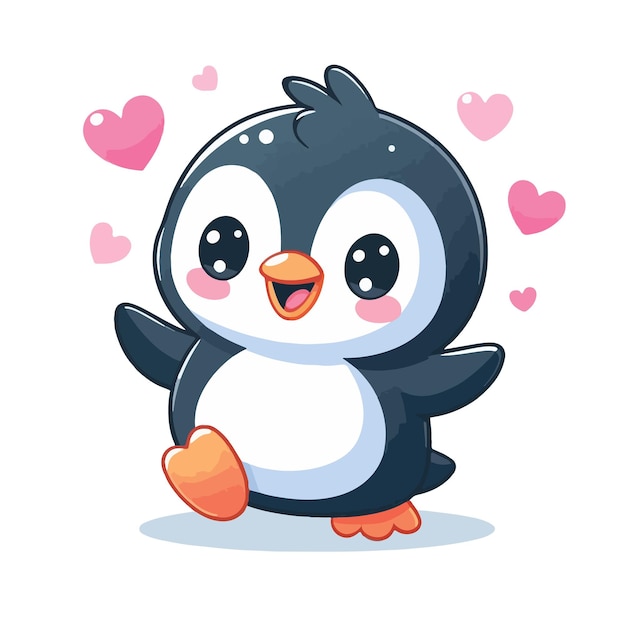 Vector a penguin with a heart on his chest and the words love on the bottom