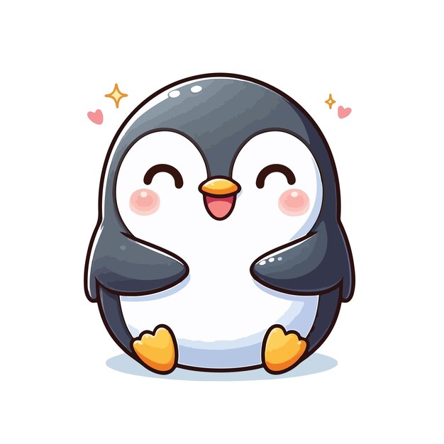 Vector a penguin with a heart on his chest and the words love on the bottom