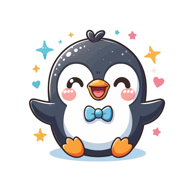 Vector a penguin with a heart on his chest and the words love on the bottom