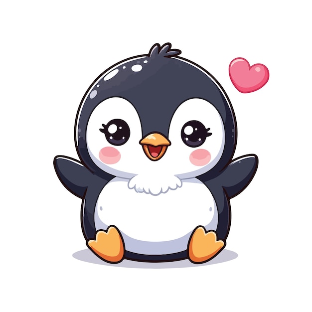 a penguin with a heart on his chest and the words love on the bottom