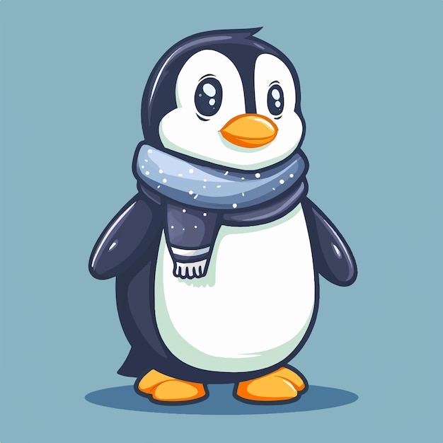 a penguin with a scarf around its neck