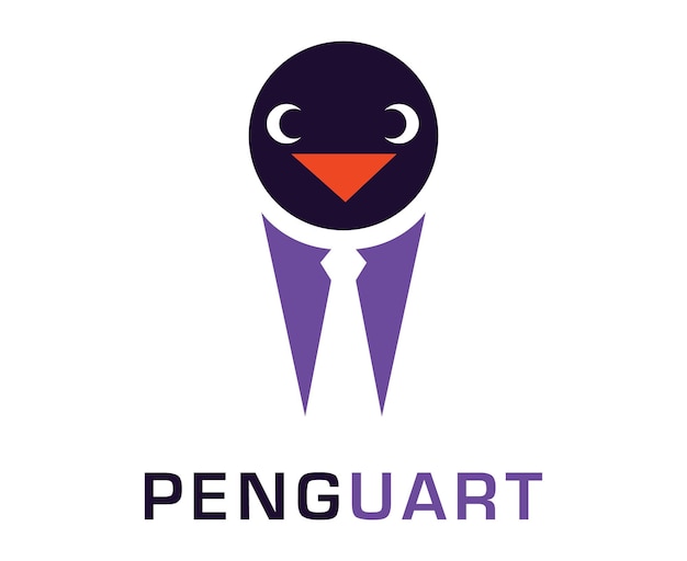 Penguin with tie vector logo design Penguin vector logo design Penguin icon vector design