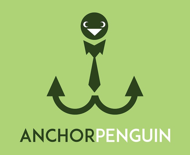 Penguin with tie vector logo design Simple color template design