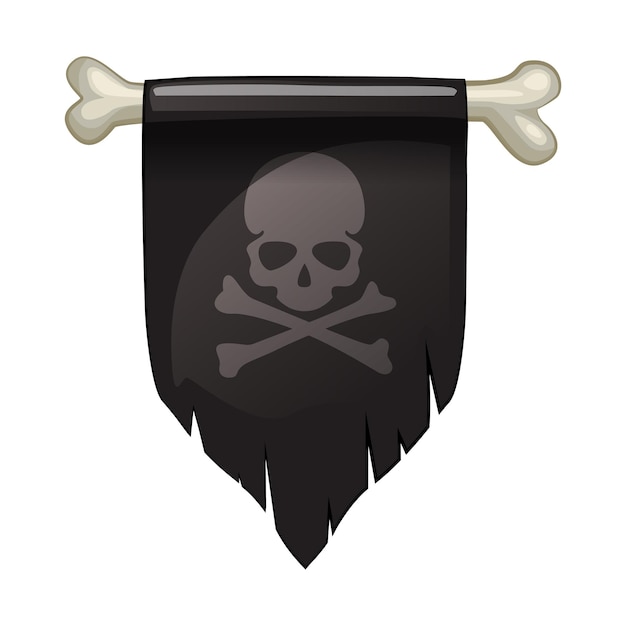 Pennant with human skull and crossbones Pirate Flag Symbol of death or dangerous Design element for halloween holiday