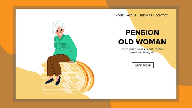 Pension old woman vector