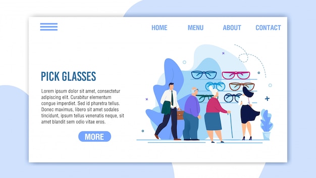 Pensioner Adults Pick Glasses Service Landing Page