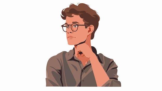 Vector pensive guy in shirt and glasses vector illustration