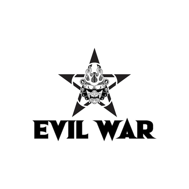 PENTAGRAM DEVIL WARRIOR LOGO DESIGN TEMPLET