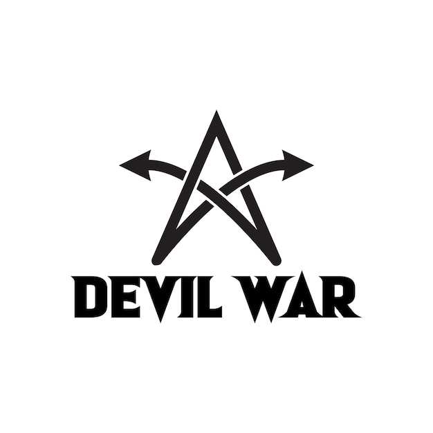 PENTAGRAM DEVIL WARRIOR LOGO DESIGN TEMPLET