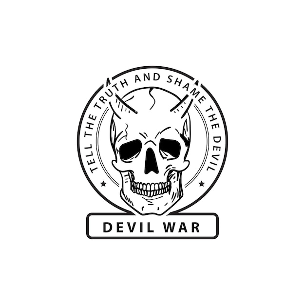 PENTAGRAM DEVIL WARRIOR VINTAGE RETRO GAMING LOGO DESIGN TEMPLET