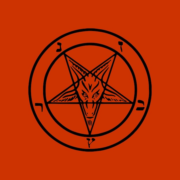 Vector pentagram and ritual circle emblems and sigil occult symbols devil sign vector