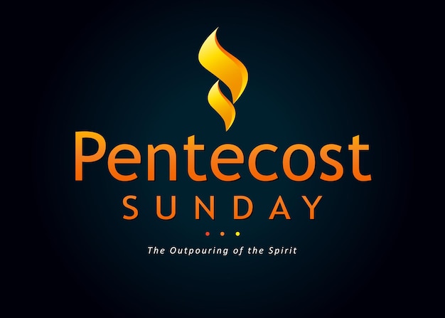 Pentecost Sunday Acts 18 vector greetings Holiday service invitation religious banner