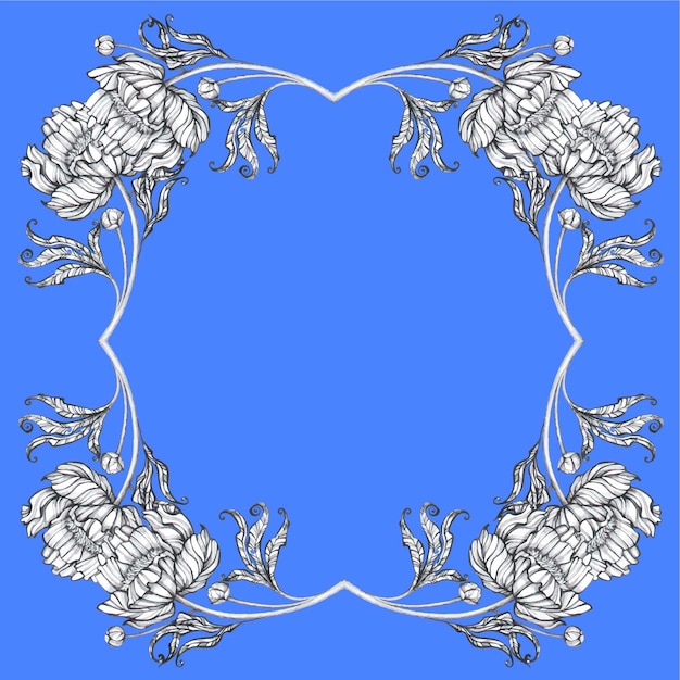 Peonies pattern frame flowers