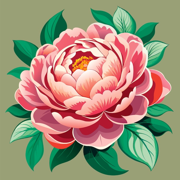 Vector peony engraved vector illustration