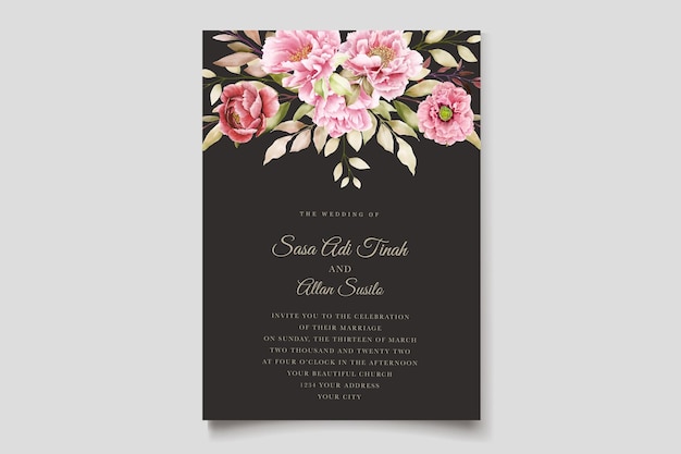 peony floral background and frame card design