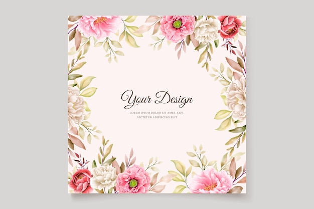 peony floral background and frame card design