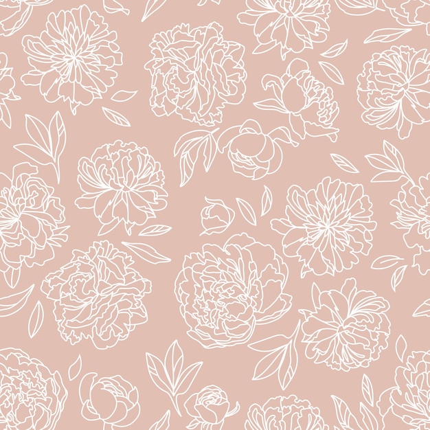 Peony seamless pattern